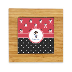 Pirate & Dots Bamboo Trivet with Ceramic Tile Insert (Personalized)