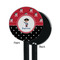 Pirate & Dots Black Plastic 5.5" Stir Stick - Single Sided - Round - Front & Back