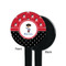 Pirate & Dots Black Plastic 7" Stir Stick - Single Sided - Round - Front & Back