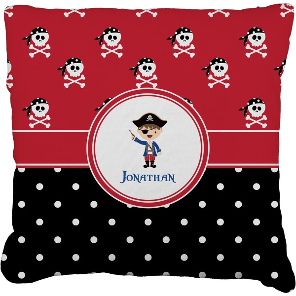 Custom Pirate & Dots Faux-Linen Throw Pillow 18" (Personalized)