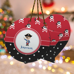 Pirate & Dots Ceramic Ornament w/ Name or Text