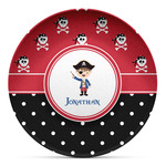 Pirate & Dots Microwave Safe Plastic Plate - Composite Polymer (Personalized)