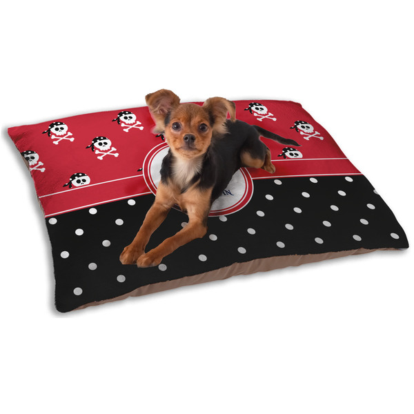 Custom Pirate & Dots Dog Bed - Small w/ Name or Text