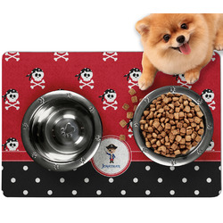 Pirate & Dots Dog Food Mat - Small w/ Name or Text