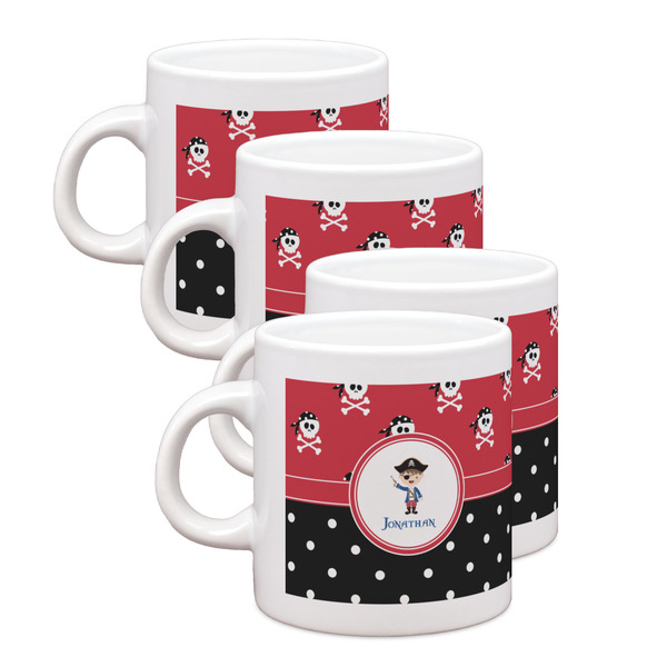 Custom Pirate & Dots Single Shot Espresso Cups - Set of 4 (Personalized)