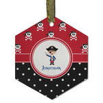 Pirate & Dots Flat Glass Ornament - Hexagon w/ Name or Text