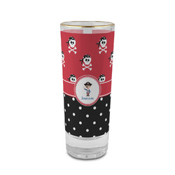 Pirate & Dots 2 oz Shot Glass - Glass with Gold Rim (Personalized)