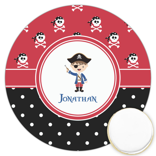 Custom Pirate & Dots Printed Cookie Topper - 3.25" (Personalized)