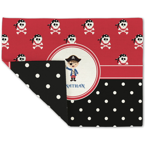 Custom Pirate & Dots Double-Sided Linen Placemat - Single w/ Name or Text