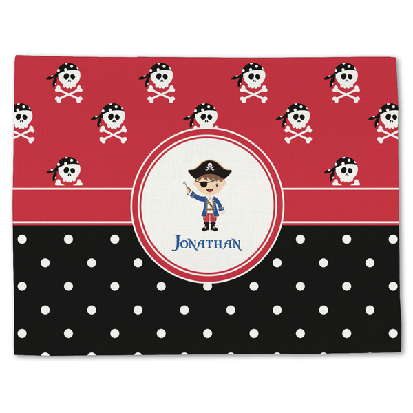 Custom Pirate & Dots Single-Sided Linen Placemat - Single w/ Name or Text