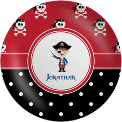 Pirate & Dots Melamine Salad Plate - 8" (Personalized)