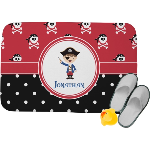 Custom Pirate & Dots Memory Foam Bath Mat - 24"x17" (Personalized)