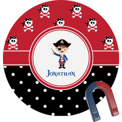 Pirate & Dots Round Fridge Magnet (Personalized)