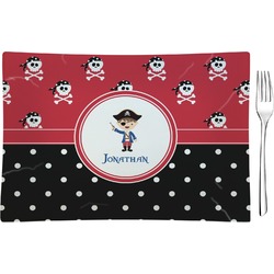 Pirate & Dots Glass Rectangular Appetizer / Dessert Plate (Personalized)