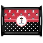 Pirate & Dots Black Wooden Tray - Large (Personalized)