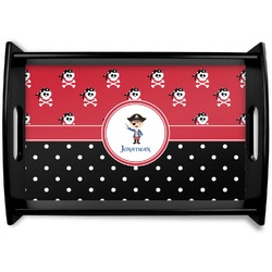 Pirate & Dots Black Wooden Tray - Small (Personalized)