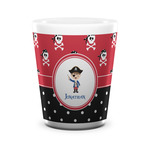 Pirate & Dots Ceramic Shot Glass - 1.5 oz - White - Set of 4 (Personalized)