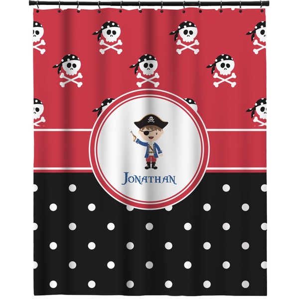 Custom Pirate & Dots Extra Long Shower Curtain - 70"x84" (Personalized)