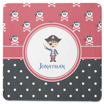 Pirate & Dots Square Rubber Backed Coaster (Personalized)