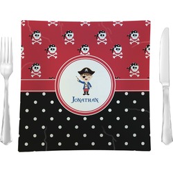 Pirate & Dots Glass Square Lunch / Dinner Plate 9.5" (Personalized)
