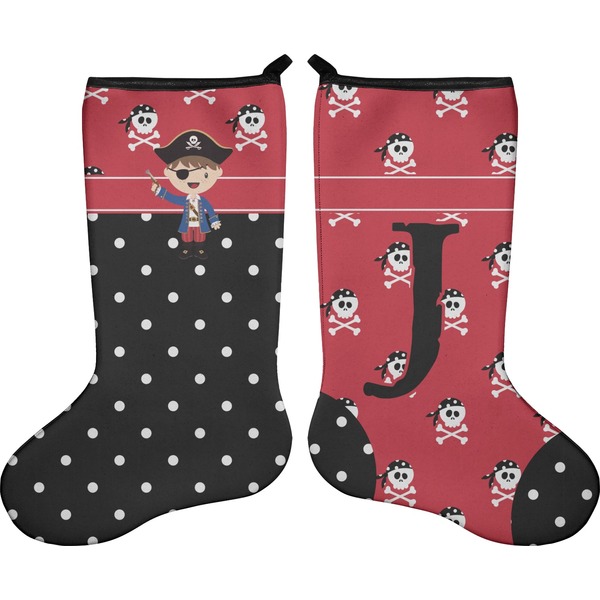 Custom Pirate & Dots Holiday Stocking - Double-Sided - Neoprene (Personalized)