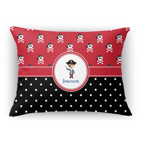 Custom Pirate & Dots Rectangular Throw Pillow Case - 12"x18" (Personalized)