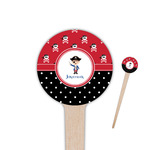 Pirate & Dots 4" Round Wooden Food Picks - Double Sided (Personalized)