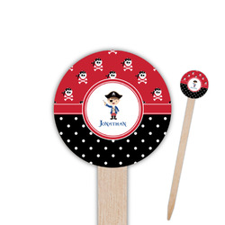 Pirate & Dots 6" Round Wooden Food Picks - Double Sided (Personalized)