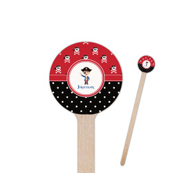 Pirate & Dots 6" Round Wooden Stir Sticks - Double Sided (Personalized)
