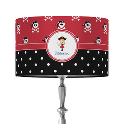 Girl's Pirate & Dots 12" Drum Lamp Shade - Fabric (Personalized)