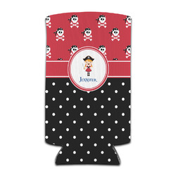 Girl's Pirate & Dots Can Cooler (tall 12 oz) (Personalized)