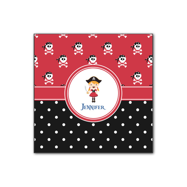 Custom Girl's Pirate & Dots Wood Print - 12x12 (Personalized)