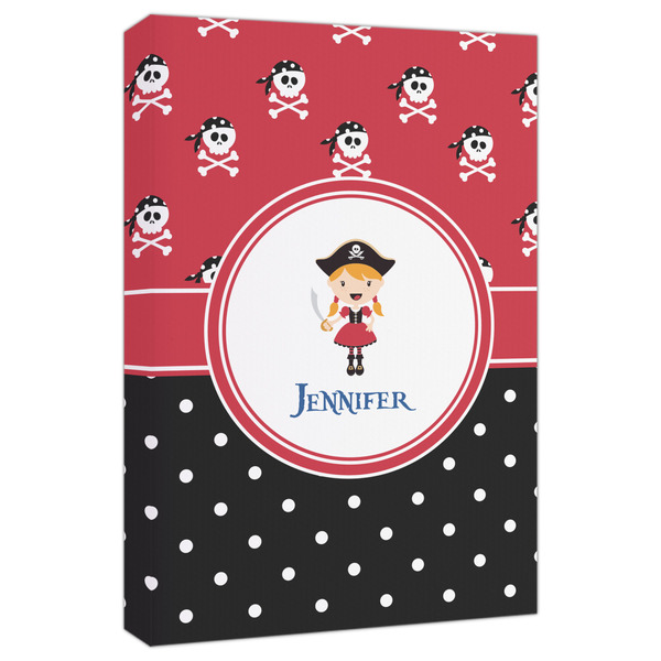 Custom Girl's Pirate & Dots Canvas Print - 20x30 (Personalized)