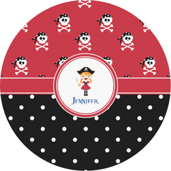 Girl's Pirate & Dots Multipurpose Round Labels - 3" (Personalized)