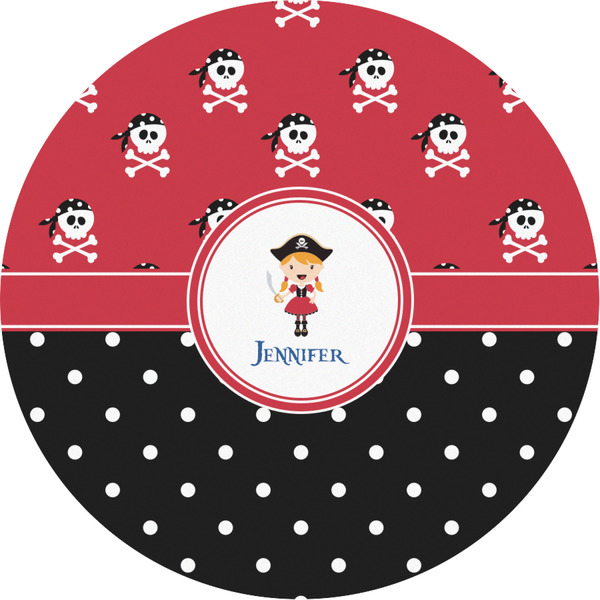 Custom Girl's Pirate & Dots Multipurpose Round Labels - Custom Sized (Personalized)