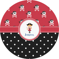 Girl's Pirate & Dots Multipurpose Round Labels - 5" (Personalized)