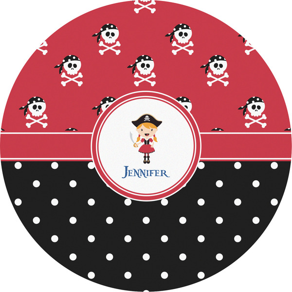 Custom Girl's Pirate & Dots Multipurpose Round Labels - 5" (Personalized)