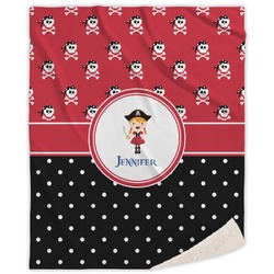 Girl's Pirate & Dots Sherpa Throw Blanket - 50"x60" (Personalized)
