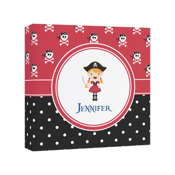 Custom Girl's Pirate & Dots Canvas Print - 8x8 (Personalized)