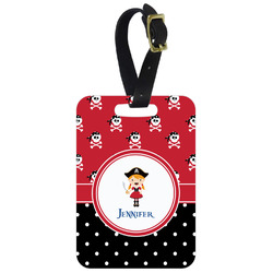 Girl's Pirate & Dots Metal Luggage Tag w/ Name or Text