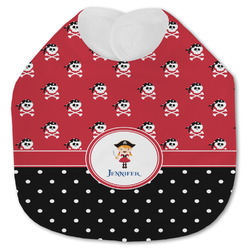 Girl's Pirate & Dots Jersey Knit Baby Bib w/ Name or Text