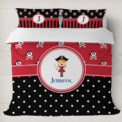Girl's Pirate & Dots Duvet Cover Set - King (Personalized)