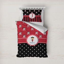 Girl's Pirate & Dots Duvet Cover Set - Twin (Personalized)