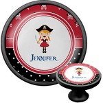 Girl's Pirate & Dots Cabinet Knob (Black) (Personalized)