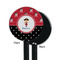 Girl's Pirate & Dots Black Plastic 5.5" Stir Stick - Single Sided - Round - Front & Back