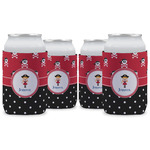 Girl's Pirate & Dots Can Cooler (12 oz) - Set of 4 w/ Name or Text