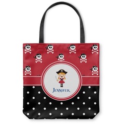 Girl's Pirate & Dots Canvas Tote Bag - Large - 18"x18" (Personalized)