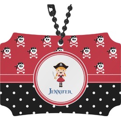 Girl's Pirate & Dots Rear View Mirror Ornament (Personalized)