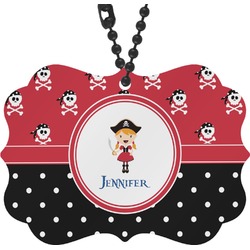 Girl's Pirate & Dots Rear View Mirror Decor (Personalized)