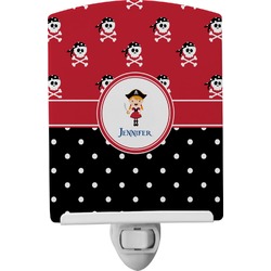 Girl's Pirate & Dots Ceramic Night Light (Personalized)